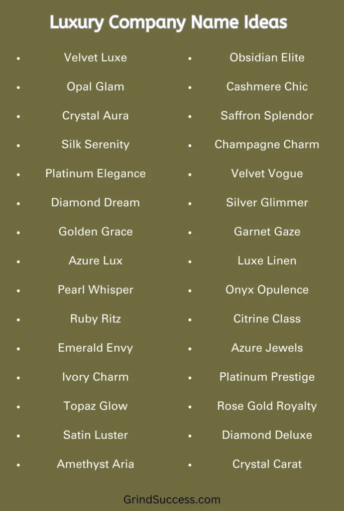 10 Ultimate Luxury Business Name Ideas to Instantly Elevate Your Brand in 2024